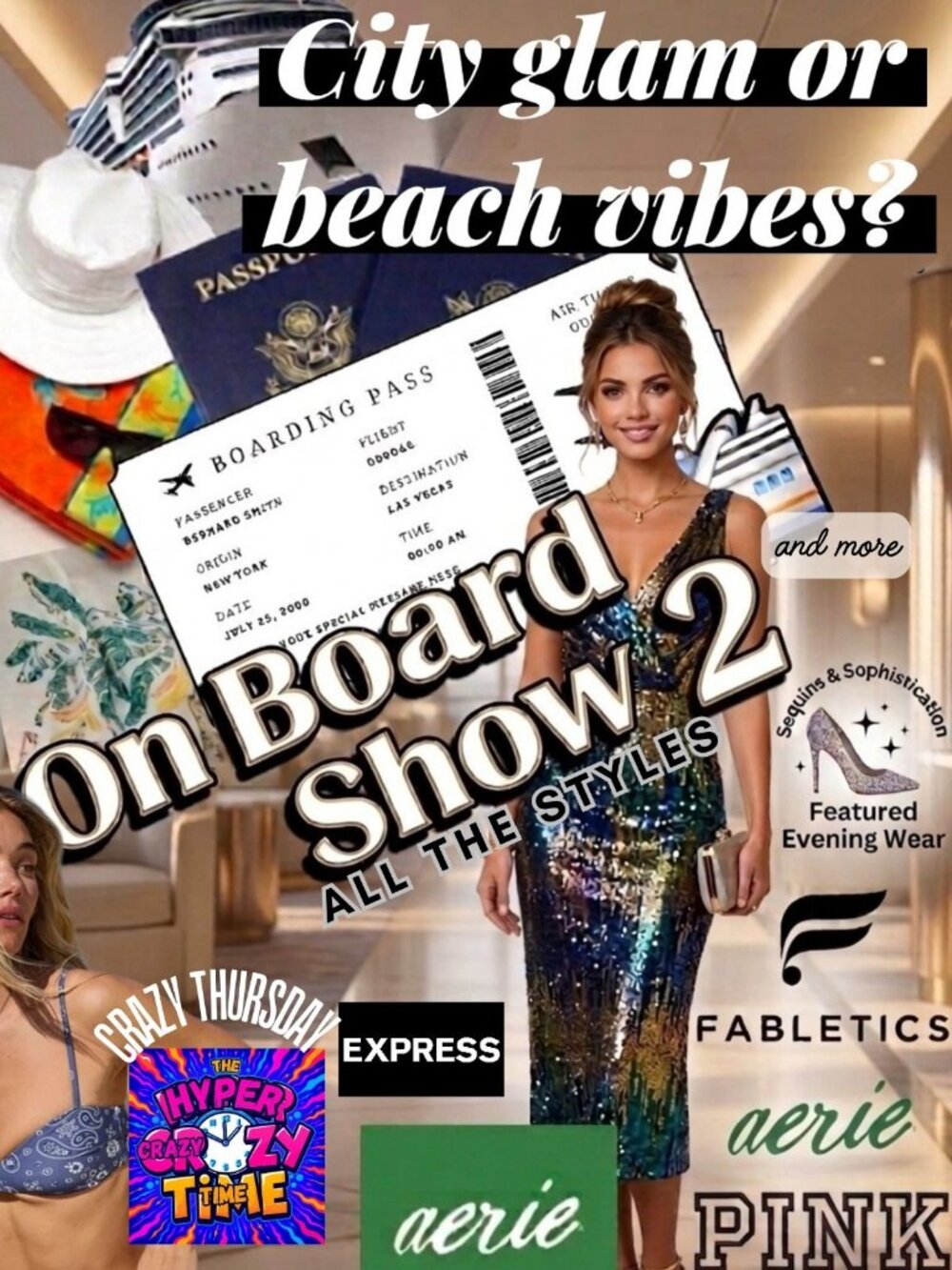 ON BOARD2-Vacation vibes!Glam or Casual?NWT Aerie,Express,CrazyTime,Raffle,$5+